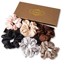 Lolalet Scrunchies for Women Girls, Satin Hair Scrunchies Softer Than Silk Hair Ties, Big Scrunchy Ponytail Holder with Elastic Hair Bands for Thick Thin Curly Hair -6 Pack, Style A