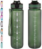 NAVTUE Leak Proof Water Bottle,1L/2.2L/3.8L Fitness Sports with straw & Time Marker BPA free Bottle