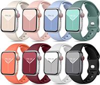 Mastten 8 Pack Sport Straps Compatible with Apple Watch Strap 38mm 40mm 41mm 42mm 44mm 45mm 46mm 49mm Women Men, Soft Silicone Strap for Apple Watch Series 10 9 8 7 6 5 4 3 2 1/iWatch SE Ultra 2 1