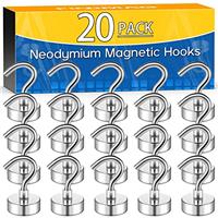 FINDMAG Magnetic Hooks, 22 lb+ Pull Strong Neodymium Magnet Hooks for Fridge