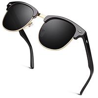 GQUEEN Horn Rimmed Half Frame Polarised Sunglasses Mens Womens UV400 Protection