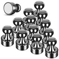 Fridge Magnets, Strong Magnet, Whiteboard Magnets, Neodymium Magnetic Push Pins, Push Pins Magnets for Whiteboard, Magnetic Thumb Tacks, Magnets for Fridge, Office, Map - Black 8 Pack 12 x 16 MM