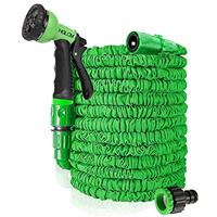 HGLCM 25ft/50ft/75ft/100ft/125ft Expanding Garden Water Hose Pipe with 8 Function Spray Gun 3 Times Expandable Flexible Magic Hose Anti-Leakage Lightweight Easy Storage