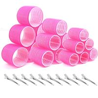 Hair Rollers with Clips Thrilez Self Grip Jumbo Include 63mm 44mm 35mm Hair Curlers for Long Medium Short Hair, Salon Hairdressing Rollers Tools for DIY Hair Styling