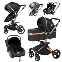 Magic ZC 3 in 1 Pushchair Pram Travel System, Baby Stroller 3 in 1 with Reversible Two Pushing Modes, Newborn Infant Buggy Aluminum Frame, Toddler Carriage One-Click Folding