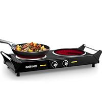 Electric Double Hobs, CUSIMAX 2400W Electric Hot Plates for Cooking, Portable Electric Hob