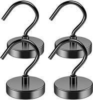Black Magnetic Hook 110 lb Heavy Duty Strong Neodymium Magnetic Hooks, Refrigerator Magnet Hooks, Magnet with Hooks for Curtain, Home, Kitchen, Workplace
