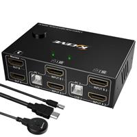 KVM Switch 2 Monitors 2 Computers,MLEEDA 2 Port KVM Switcher For 2 Computer Share 2 Monitor,with Wired Remote and 2 USB Cables