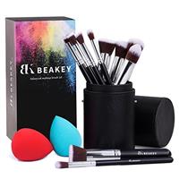 BEAKEY Makeup Brush Set Premium Synthetic Kabuki Foundation Face Powder Blush Eyeshadow Brushes Makeup Brush Kit with Blender Sponge and Brush Egg