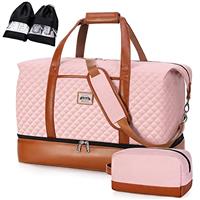 Lekesky Travel Holdall Bag for Women - with Separate Shoe Compartments for Weekend, Overnight, Gym, Sports or Hospital