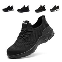Steel Toe Caps Trainers Lightweight Boots Womens Mens Work Industrial Work Shoes Unisex Black EU36-EU46