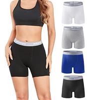 wirarpa Women's Boxer Briefs 5.5" Inseam Slip Shorts Anti Chafing Boyshort Panties for Under Dresses Leggings 4 Pack