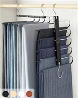 MORALVE Trousers Hangers Space Saving - European Beechwood Scarf and Jeans Hangers - Wardrobe Organiser and Space Saver Trouser Rack, Leggings Hanger, and Scarf Holder with 360 Swivel Hook