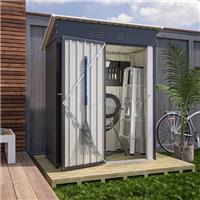 BIRCHTREE Garden Shed Metal Pent Roof Outdoor Storage With Free Foundation