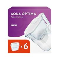 Aqua Optima Liscia Water Filter Jug & 3 x 30 Day Evolve+ Filter Cartridges, 2.5 Litre Capacity, for Reduction of Microplastics, Chlorine