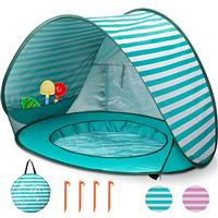 Pop Up Baby Beach Tent,Automatic Baby Sun Shade Shelter Tent with Baby Pool Portable Lightweight UV Protection Beach Tent for Baby Family Picnic Garden