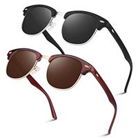 LINVO Polarised Sunglasses Mens Womens Retro Black Shades UV400 Protection