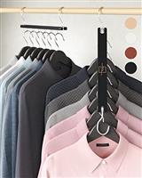MORALVE Space-Saving Hangers for Wardrobe 4 Pack European Beechwood Shirt Organiser with 360 Swivel Hook Collapsible Clothes Hangers for Space Saving and Wardrobe Organisation