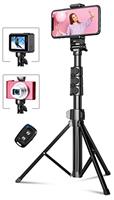 CIRYCASE 55.9" Phone Tripod, Extendable All-In-One Selfie Stick, Monopods, Tripod Stand with Bluetooth Remote & Universal Phone Photo & Video Kits Compatible with iPhone, Camera, for Video Recording