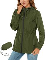 Rapbin Raincoat Women Waterproof Jacket Lightweight Rain Coats Outdoor Rain Trench Coat Packable Hooded Raincoats with Pocket