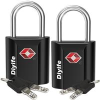 TSA Luggage Locks with Keys, [2 Pack] Diyife Security Suitcase Padlocks with Keys Heavy Duty Zinc Alloy Travel Lock Small Suitcase Locks with 4 Keys for Luggage Travel Suitcase Bag Case (Black)