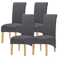 Leorate High Back Chair Covers Set of 4, Stretch Jacquard Chair Slipcovers Large Thick Chair Protector for Dining Kitchen Room Banquet Restaurant Home Decor Camel