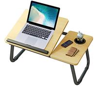 HOFLERA Laptop Desk, Laptop Bed Table with Foldable Legs & Cup Slot, Reading Holder Notebook Stand Breakfast Bed Tray Book Holder for Sofa, Bed, Terrace, Balcony