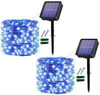 Useber Solar Lights Outdoor Garden, 2x12M 120 LED Solar String Lights Waterproof Copper Wire Fairy Lights Outdoor Lights for Gazebo, Garden Decoration, Home, Trees, Weddings, Party(2 Pack, Blue)