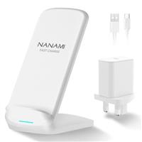 NANAMI Wireless Charger with QC3.0 Power Adapter for Samsung and iPhone - 7.5W for iPhone 14 13 13 Pro Max 12 11, 10W Qi-Certified Fast Charging Stand for Samsung S23 S22 S21 S20 S10