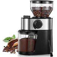 Burr Coffee Grinder Electric, FOHERE Coffee Bean Grinder with 18 Grind Settings, 2-14 Cup, 200W Coffee Grinder for Drip Coffee/French Press, 250g Capacity, with Brush Easy to Clean, Black