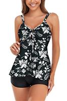 Ruuione Tankini Swimsuits for Women Floral Print Tank Top with Boyshorts Two Piece Bathing Suits