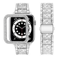 wutwuk Compatible Apple Watch Straps 46mm 45mm 44mm 42mm 41mm 40mm 38mm Femme & Girl Remplacement Bling iWatch band en Stainless Steel for Apple Watch Series 10 9 8 7 6 5 4 3 2 1-Multi-colour