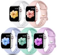 CeMiKa 5 Pack Straps Compatible for Apple Watch Strap 38mm 40mm 41mm 42mm 44mm 45mm 49mm, Soft Silic