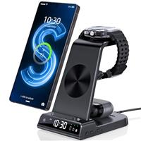 3 in 1 Wireless Charging Station for Samsung Galaxy S23 Ultra, Charger Stand Compatible with iPhone 14 Pro Max/Z Fold 4, Watch Charger for Galaxy Watch 5 Pro/4/3, Buds/Air-Pod (Only for Samsung Watch)