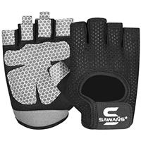SAWANS Gym Gloves for Men & Women Weight Lifting Fitness Gloves Breathable Ladies Gloves Training Non-Slip Silicone Padded Palm Grip Protection Exercise Workout Cycling Pull ups Microfiber
