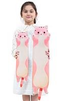 Giant Cat Pillow Plush Cartoon Kitty Sleeping Hugging pillow, Cuddly Soft Long Kitten Body Pillow Doll Cat Toy for Kids Girlfriend
