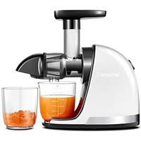 AMZCHEF Juicer Machines - Cold Press Slow Juicer - Masticating Juicer for Whole Fruits and Vegetables - Delicate Chew No Need to Filter - BPA Free Juice Extractor with 2 Cups and Brush