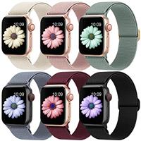 Higgs 6 Pack Stretchy Nylon Strap Compatible with Apple Watch Straps 38mm 40mm 41mm 42mm(series 10), Adjustable Sport Elastic straps for iWatch Series 10/9/8/7/6/5/4/3/2/1/Ultra/Ultra 2/SE