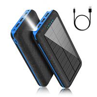 Portable Charger Solar Charger Power Bank Battery Pack Camping Waterproof External Backup Charge with 3 Outputs 2 Input LED Flashlight for Travel Hiking Outdoor