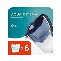 Aqua Optima Liscia Water Filter Jug & 3 x 30 Day Evolve+ Filter Cartridges, 2.5 Litre Capacity, for Reduction of Microplastics, Chlorine