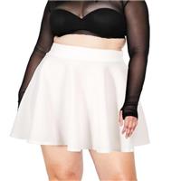 Moon Wood Women's Ladies Mini Skater Skirt - Plus Size Elasticated Waisted Flared Casual Pleated Skirts