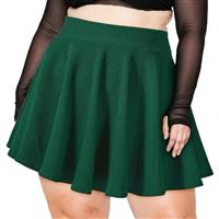 Moon Wood Women's Ladies Mini Skater Skirt - Plus Size Elasticated Waisted Flared Casual Pleated Skirts