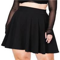 Moon Wood Women's Ladies Mini Skater Skirt - Plus Size Elasticated Waisted Flared Casual Pleated Skirts