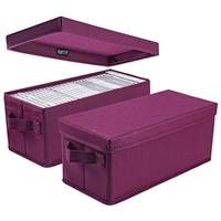 UENTIP CD Storage Boxes - Pack of 4 CD Case Storage - 13.2" x 5.9" x 5.3", Container holds 30 CDs in full jewel cases, 60 CDs in slim cases, and 165 discs in CD sleeves - Black