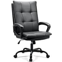 BASETBL Office Chairs for Home Ergonomic Wide Big Comfy Desk Chair, Double-Layer Thick Skin-friendly Seat Cushion Tilt Executive Computer Chair for Meeting Business Study Gaming, Fabric Grey