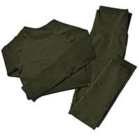 MAYROUND Seamless Women Yoga Sets 2 Pieces Ribbed | Long Sle