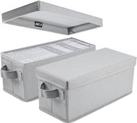 UENTIP CD Storage Boxes - Pack of 4 CD Case Storage - 13.2" x 5.9" x 5.3", Container holds 30 CDs in full jewel cases, 60 CDs in slim cases, and 165 discs in CD sleeves - Black