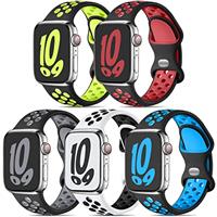 Dirrelo 5 Pack Sport Straps Compatible with Apple Watch Strap 49mm 45mm 44mm 42mm 41mm 40mm 38mm for Men, Soft Breathable Silicone Wristband for Apple Watch 9/8/Ultra/Ultra 2/7/SE/6/5/4/3/2/1