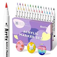 Arrtx Acrylic Marker Pen, Water Based Brush Tip Paint Markers for Stone, Glass, Easter Egg and Fabric Painting-Arts and Crafts for Adults