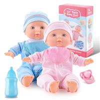 Toy Choi's Twin Baby Doll Set - 12" Soft Body Pink & Blue Baby Dolls with Rompers and Hat Pacifier and Doll Bibs, Preschool Toy Gift for Toddler and Kids